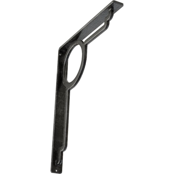 Ekena Millwork Maria Wrought Iron Bracket, (Single center brace), Antiqued Silver 1 1/2"W x 12"D x 15"H BKTM01X12X15SMAASV - main